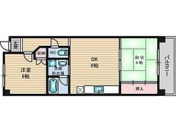 クリスタルシャトー 2LDKの間取図画像