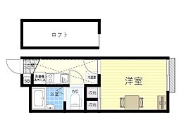 レオパレス虹の架け橋 1Kの間取図画像