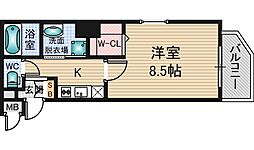 クリスタルグランツ新大阪 1Kの間取図画像