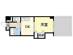 ノルデンハイム新北野 1DKの間取図画像