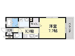 チャローアイト 1Kの間取図画像