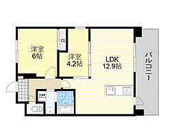 ZEN豊中南 2LDKの間取図画像