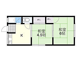松和荘 2Kの間取図画像