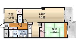 リブレ待兼山 2LDKの間取図画像
