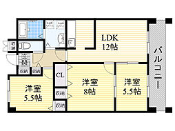 パークハイツアイリス1号館 3LDKの間取図画像
