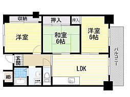 ハイム矢納 3LDKの間取図画像