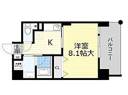 ルーヴェンブルン豊津 1Kの間取図画像
