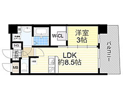 セレニテ西中島アリア壱番館 1LDKの間取図画像