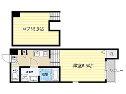 サクラティアラ岡町 1Kの間取図画像