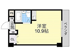 エスポワールミヤビ ワンルームの間取図画像