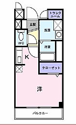 プラティーク ワンルームの間取図画像