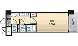 レジュールアッシュ十三 1Kの間取図画像