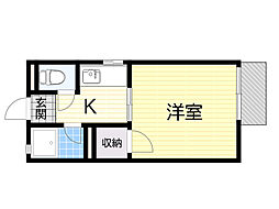 ビスタ岡町A棟 1Kの間取図画像
