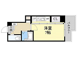 ドゥーエ江坂1 ワンルームの間取図画像