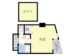 プレステージ天神 1Kの間取図画像