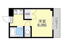 サウスロード3 1Kの間取図画像
