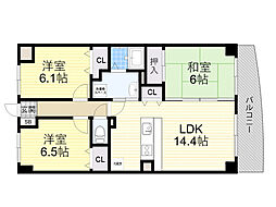 ボヌール千里中央弐番館 3LDKの間取図画像