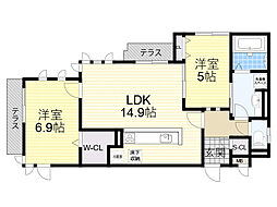 イー・ヒローズ 2LDKの間取図画像