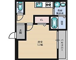 フジパレス新高 1Kの間取図画像