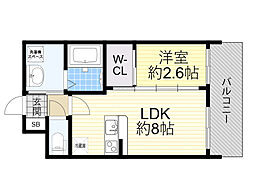セレニテ新大阪ミラク壱番館 1LDKの間取図画像