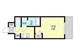 ララプレイスザ大阪リヴァージュ 1Kの間取図画像