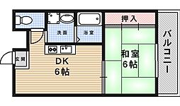 睦ハイツ 1DKの間取図画像