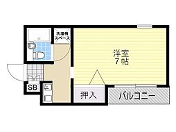 十三ホワイティ 1Kの間取図画像