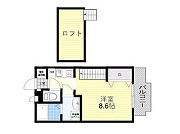 フルール花屋敷 1Kの間取図画像
