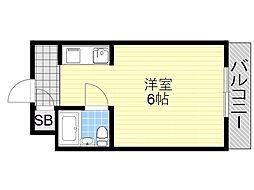 サンライズ 1Kの間取図画像