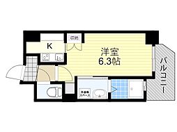 メロディア塚本 1Kの間取図画像