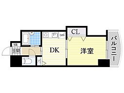 ノルデンハイム東三国B棟 1DKの間取図画像