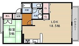東華苑コーポ2E棟 1LDKの間取図画像