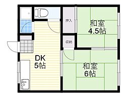 北ハイツ 2DKの間取図画像