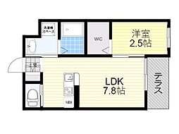 リアコート石橋3 1DKの間取図画像