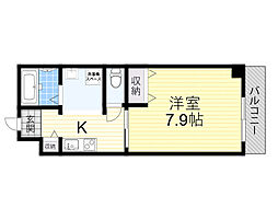 ロイヤルクイーンズパーク江坂 1Kの間取図画像