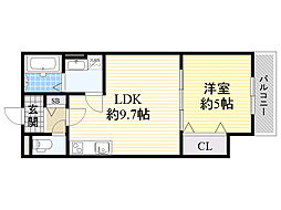 セレニティ田川北A棟 1LDKの間取図画像