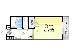 ハイツジュン3号館 1Kの間取図画像