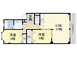 ルミエール山下 2LDKの間取図画像