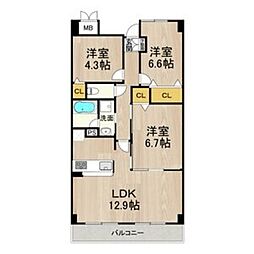 インプルーブ緑地公園 3LDKの間取図画像