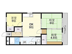 利倉西第一住宅 3DKの間取図画像