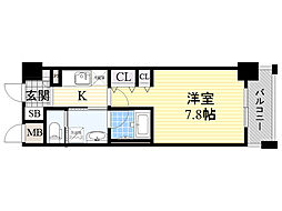 KDXレジデンス豊中南 1Kの間取図画像