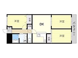 サンフラッツ南桜塚 3DKの間取図画像