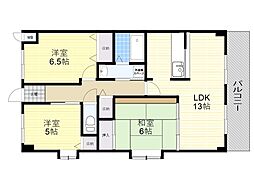 アペル2 3LDKの間取図画像