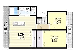 隆豊ハイツ 2LDKの間取図画像