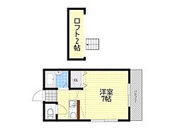 セルバート豊中 ワンルームの間取図画像
