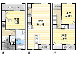 東泉丘タウンハウス 3LDKの間取図画像