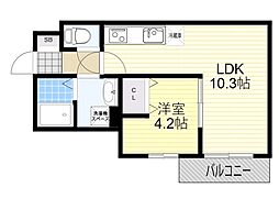 ジラフ吹田藤が丘 1階1LDKの間取り