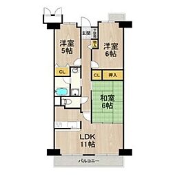 サワン東太田 4階3LDKの間取り