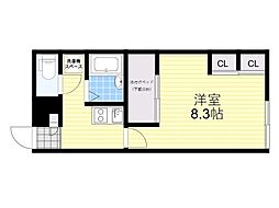 レオパレスグランシャリオ 1階1Kの間取り