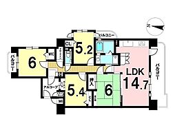 シャトレ愛松ギフ 4LDKの間取図画像